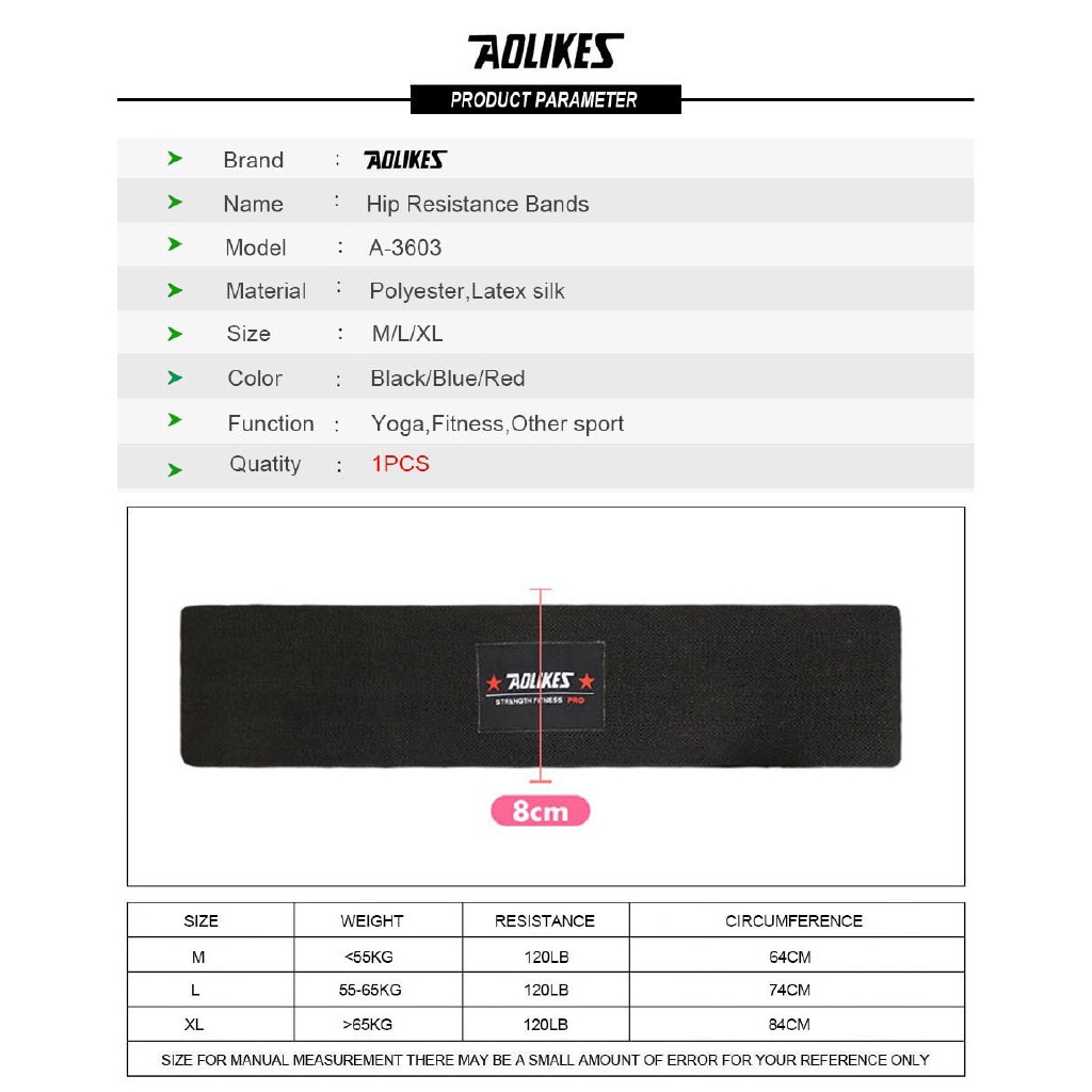 Dây đàn hồi kháng lực AOLIKES A-3603 tập cơ mông đùi chân không trơn trượt