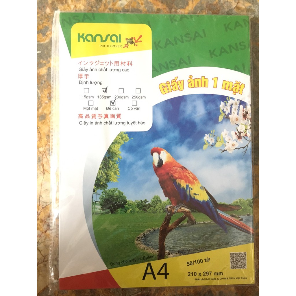 GIẤY IN ẢNH DECAL A4 ĐL135GSM (PHOTO PAPER)