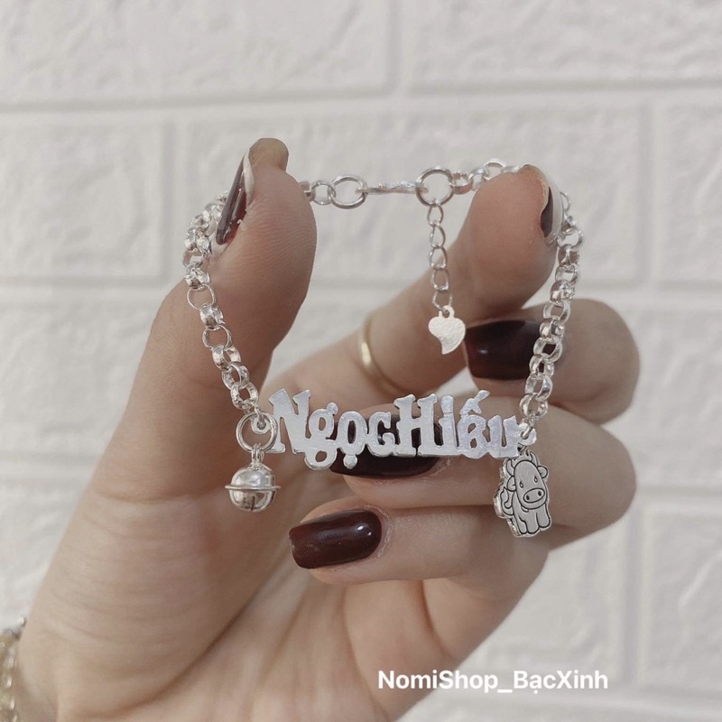 Vòng tay chuẩn bạc cho bé Miễn Phí 1Charm+1CHUÔNG làm tên bé theo yêu cầu Mainomi Shop Bạc Xinh