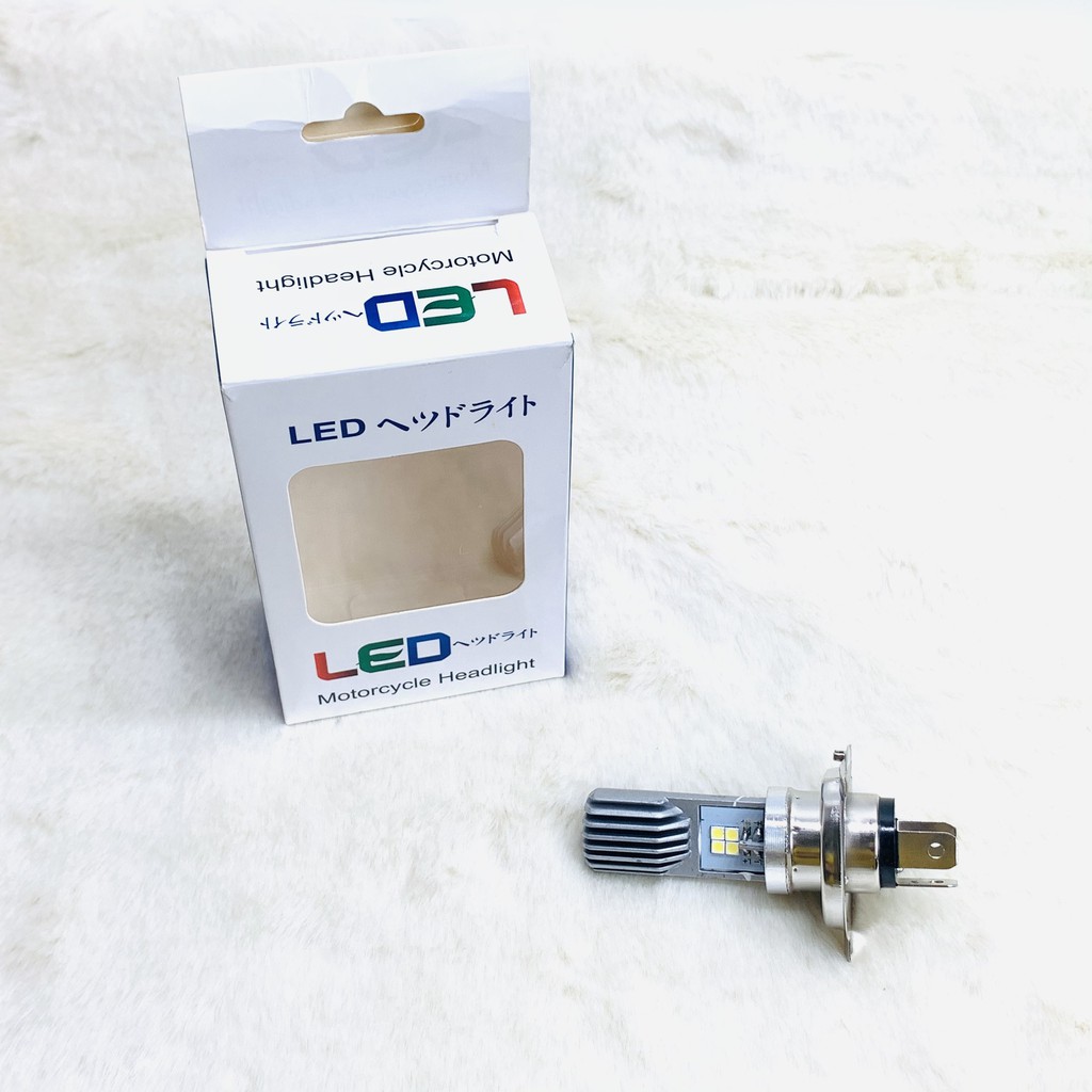 Bóng đèn led thân nhôm chân H4 gắn cho xe máy