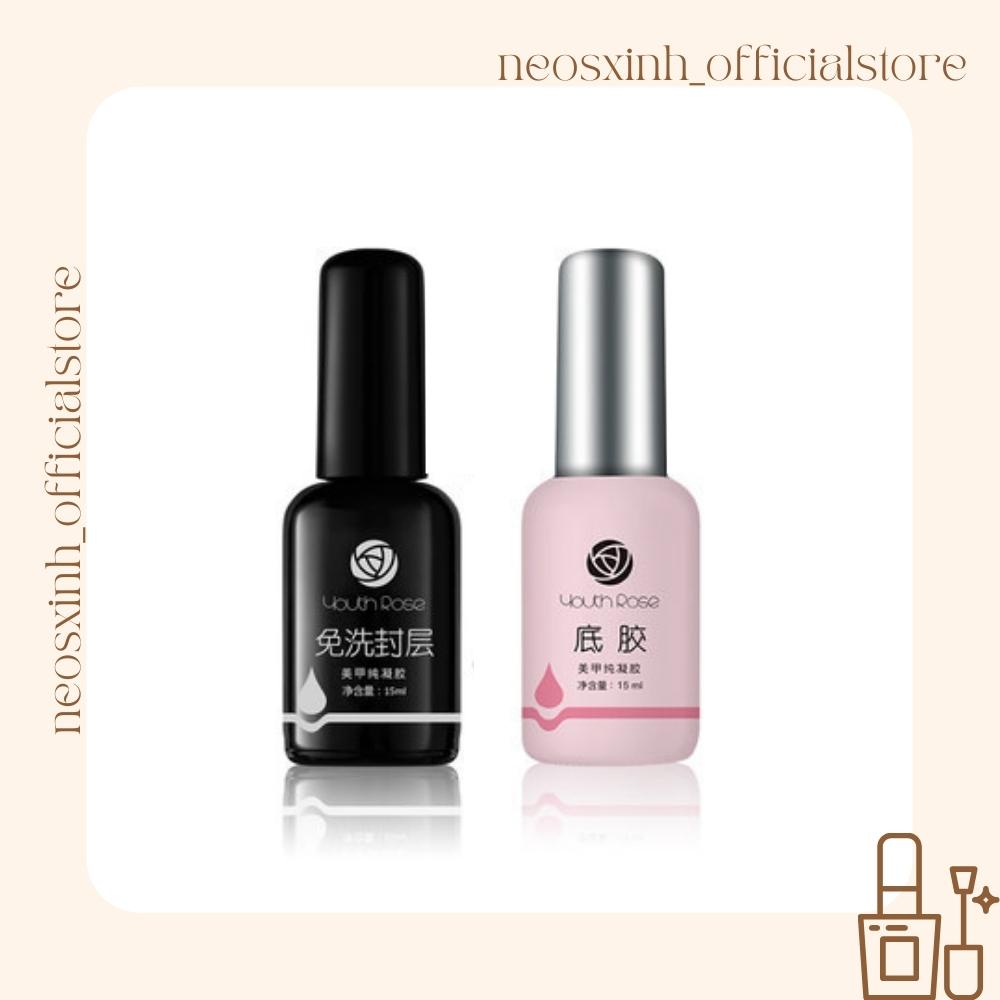 Base - Top Hoa Hồng 15ml Chổi Trắng Chuyên Dụng Dành Cho Sơn Gel - Sơn Lót Bóng Gel UV LED - Neosxinh Nails