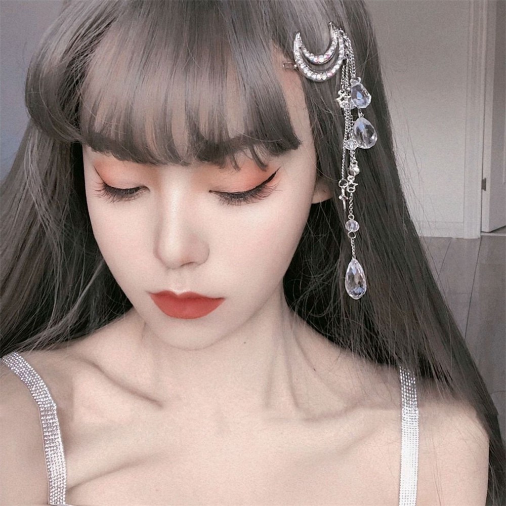 Kẹp TóC HìNh MặT Trăng ĐíNh Kim Cương Giả ThờI Trang Cho Nữ