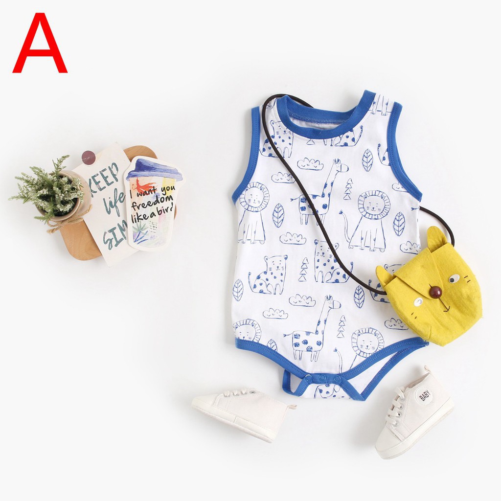 Bộ đồ liền thân Sanlutoz từ cotton in hoạt hình dễ thương cho bé