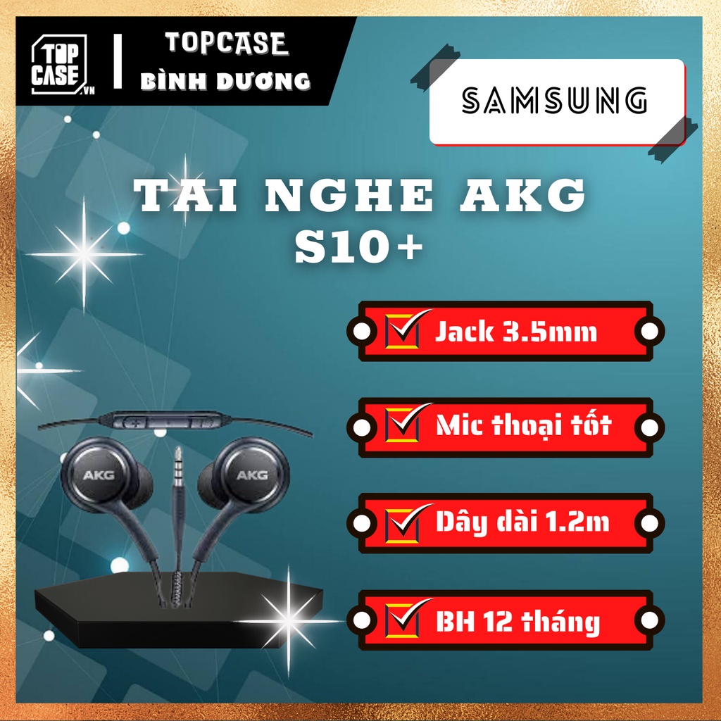 Tai nghe Samsung AKG S10+ có dây nguyên seal, chân jack tròn 3.5 dùng cho các điện thoại Android - TOPCASE BÌNH DƯƠNG