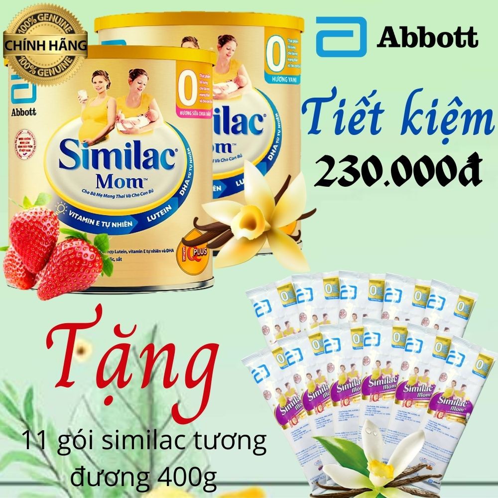 [Tặng 11 gói similac 36,5g] Combo 2 lon Abbott Similac mom hương Dâu 400g & hương vani 400g