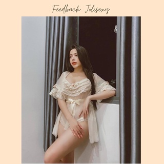 1089 set áo choàng + váy voan màu nude hot trend j1098