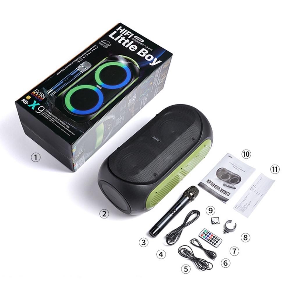 Loa Kéo Di Động REMAX RB-X6 - Kèm 2 Micro không dây/LOA BLUETOOTH KÈM MÍC KARAOKE REMAX LITTLE BOY OUTDOOR RB-X9
