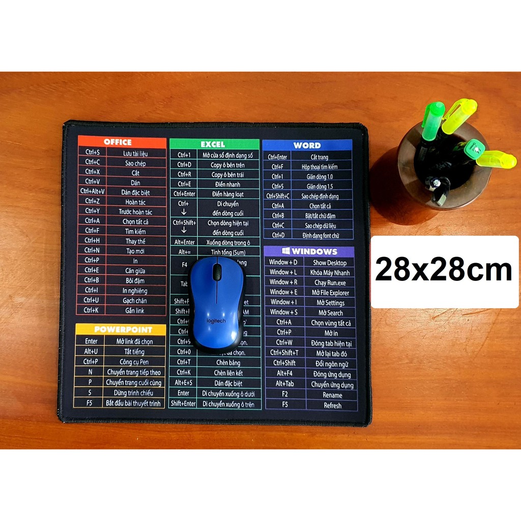 Lót chuột lỡ lớn, lót chuột phím tắt văn phòng excel, word bằng da cao cấp, mouse pad, bàn di chuột / Phụ kiện CiKa 01