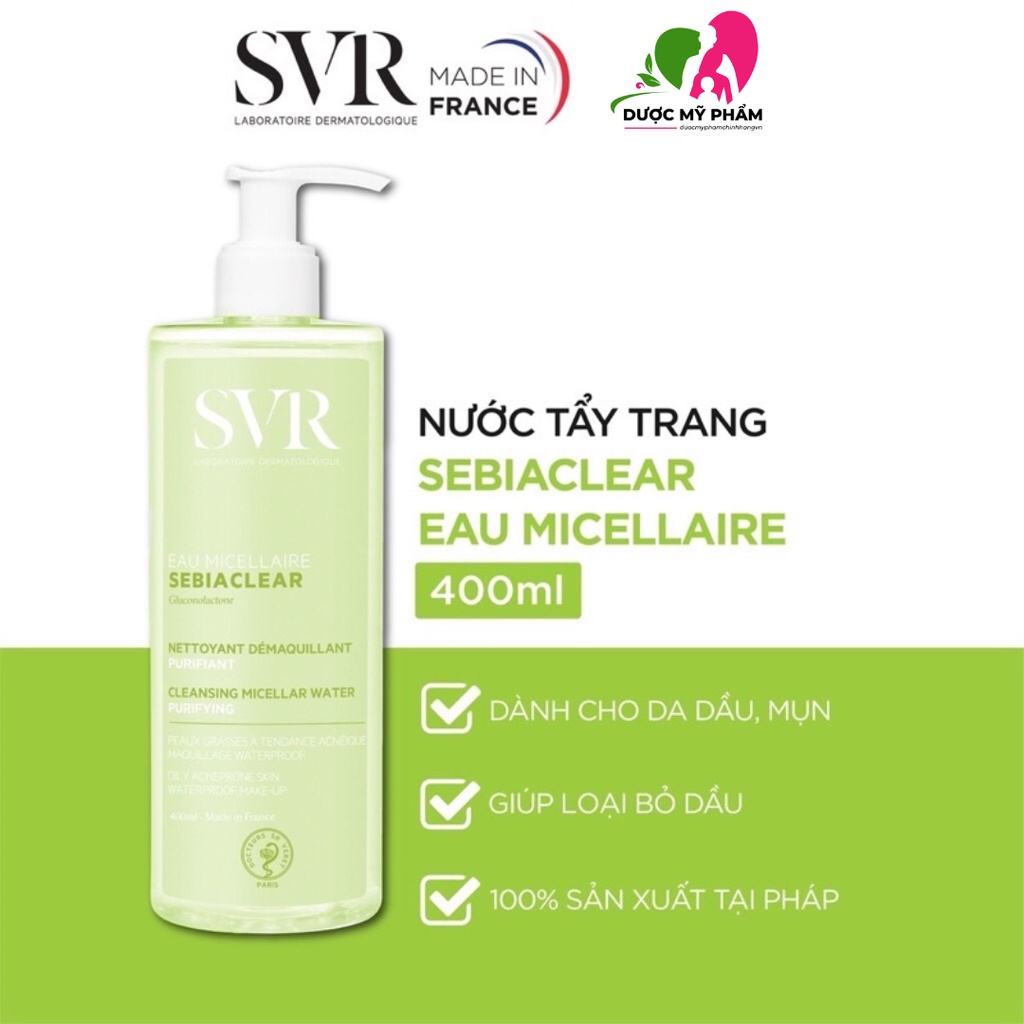 Nước làm sạch da, tẩy trang và giúp loại bỏ dầu cho da SVR SEBIACLEAR Eau Micellaire 75/400ml Nhập Khẩu Chính Hãng