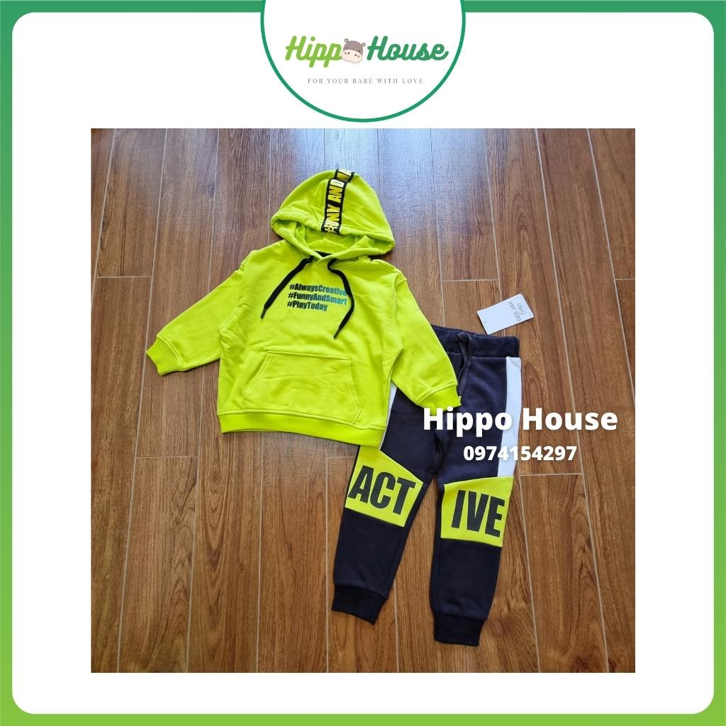 Bộ Nỉ bé Trai Áo Hoodie Quần Jogger Xuất Dư sz 3/4 đến 7/8 Hippo House