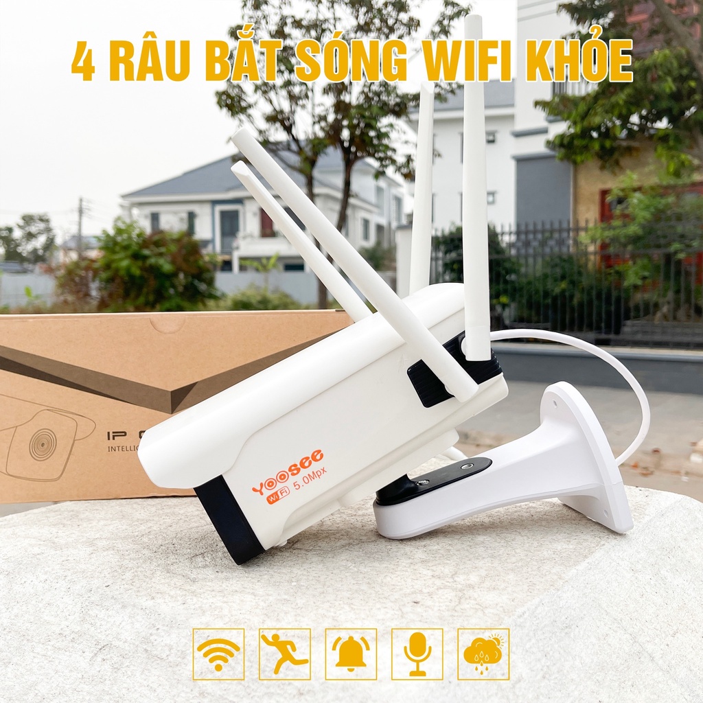 Camera yoesee.ngoài trời 4 râu, 48 LED,xoay ,đàm thoại 2 chiều - Camrera yoesee 5.0 Mpx ban đêm có màu |BH 1 đổi 1