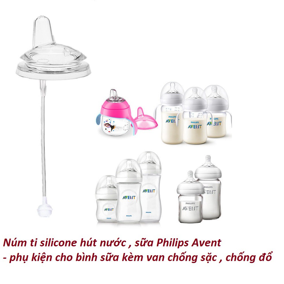 Núm ti silicone bình sữa Avent / Núm ti hút nước , uống sữa Avent - phụ kiện cho bình sữa ngang cổ 5.5cm