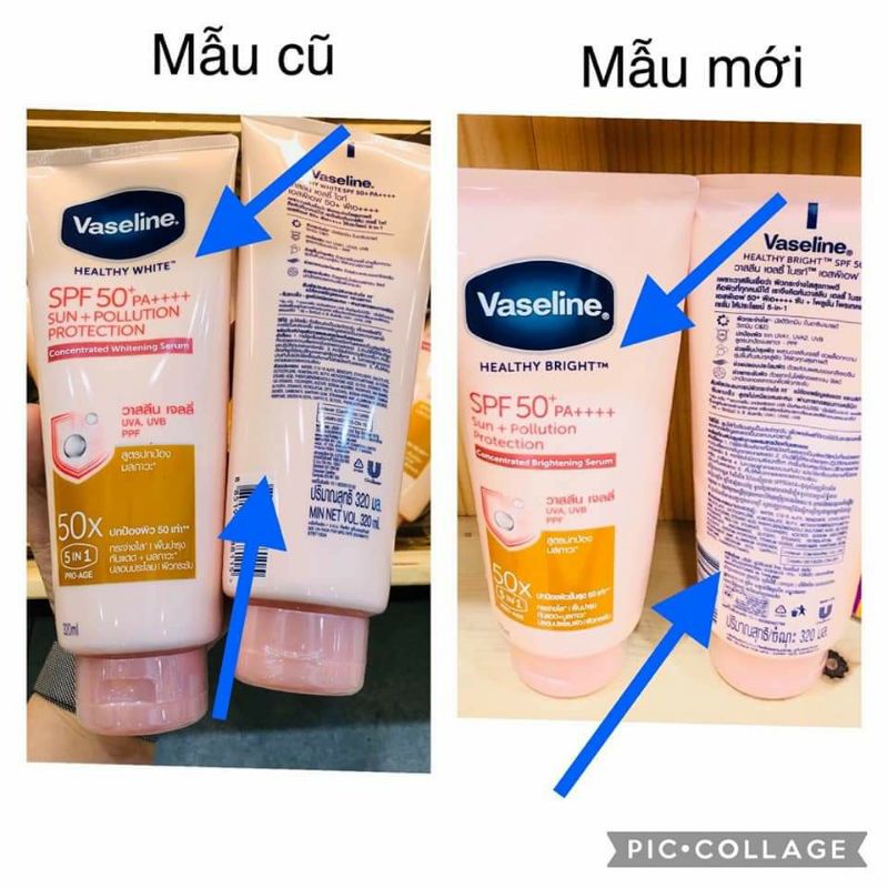 [Mua tại Thái]Sữa dưỡng thể Vaseline 50x Healthy White SPF50+ PA++++ Thái Lan 320ml