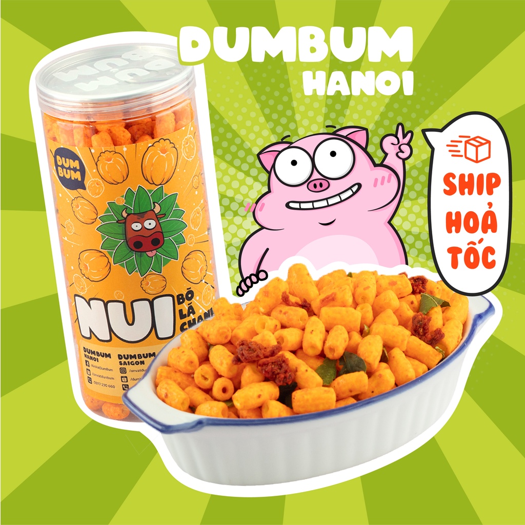 Nui sấy khô bò lá chanh, nui giòn xóc bò lá chanh dumbum đồ ăn vặt 300g