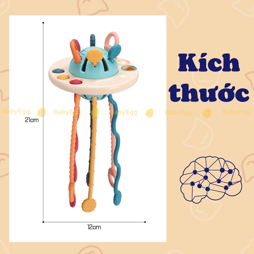 Đĩa bay rút dây silicon gặm nướu luyện ngón tay đồ chơi cầm tay cho trẻ sơ sinh nhỏ bé trai bé gái 5 6 9 1 12 tháng tuổi