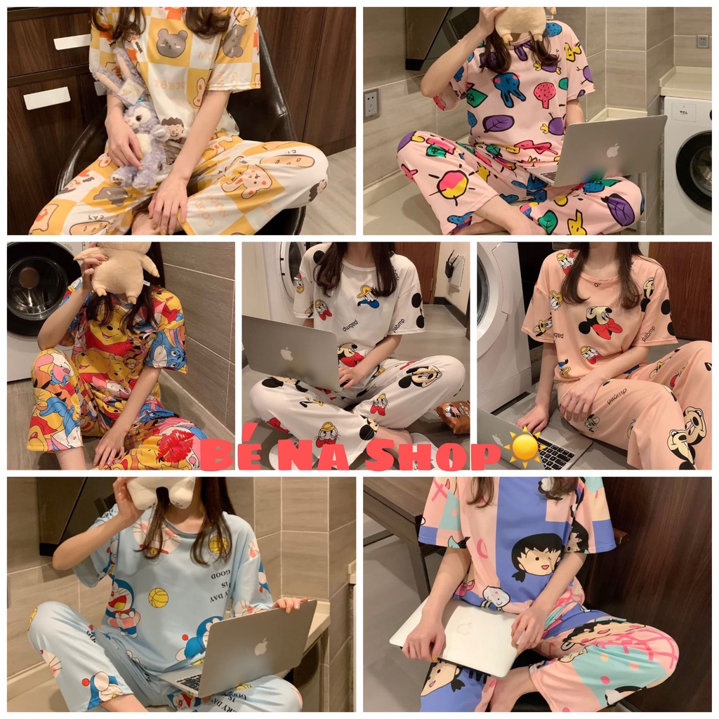 Đồ bộ dài tay ngắn thường mặc nhà - Bộ dài ngắn tay nhiều mẫu xì tin