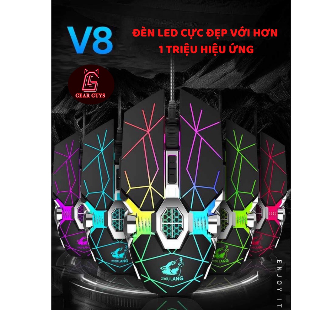 Chuột máy tính,gaming có dây ZIYOU V8 có LED RGB tự đổi màu cực đẹp,chơi game,dùng văn phòng