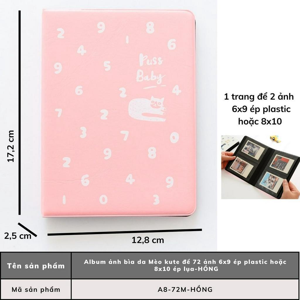 Combo abum ảnh bìa da hình mèo + In 72 ảnh 8x10 phủ UV in ảnh theo yêu cầu cho con quà tặng ý nghĩa Tú Vy Studio