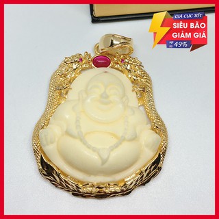 Mặt Phật di lạc Trắng phong thủy bọc vàng cao cấp + tặng vòng tay tỳ hưu