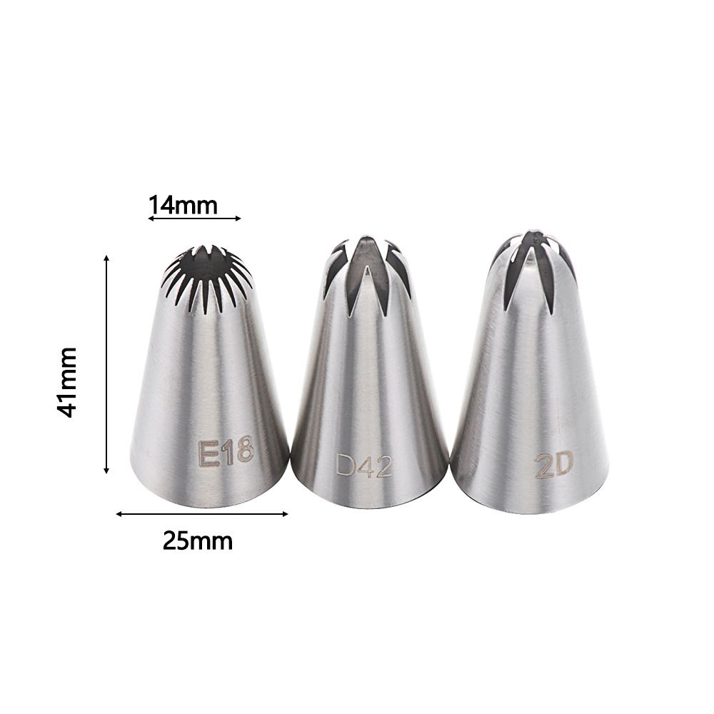 Bộ 3 Đầu Bắt Bông Kem Trang Trí Bánh Bằng Thép Không Gỉ