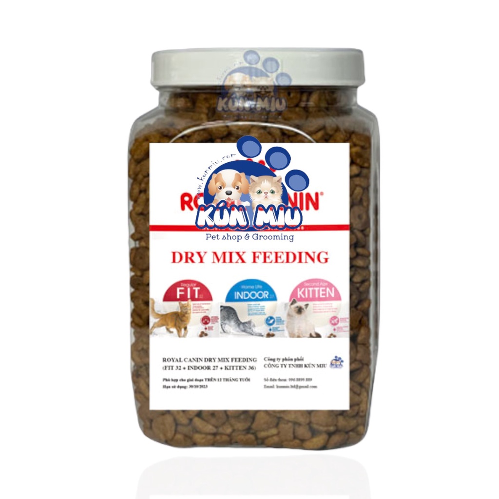 Thức ăn Hạt cao cấp của Pháp Dry Mix Feeding 3 loại Kitten, Fit, Indoor Hộp 1kg