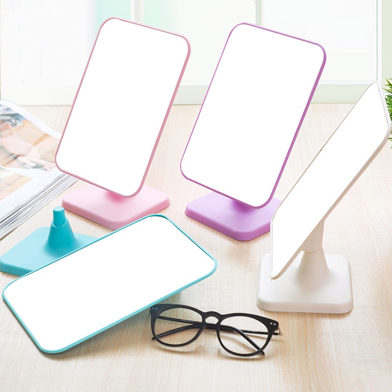 &lt;Tặng Sticker&gt;Gương Để Bàn Trang Điểm Khung Nhựa Chữ Nhật Dày Dặn 21.5*15cm  U149