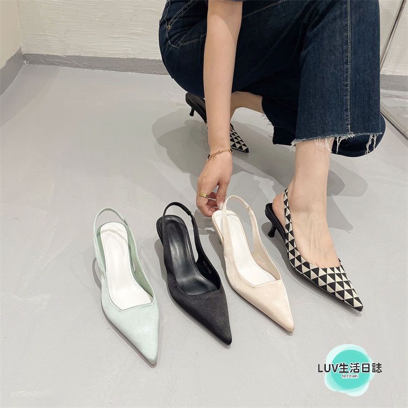 Giày Cao Gót Hở Ngón Mũi Nhọn Phong Cách Pháp Thời Trang Xuân Hè Hàng Mới Dài 3cm Dành Cho Bạn Nữ
