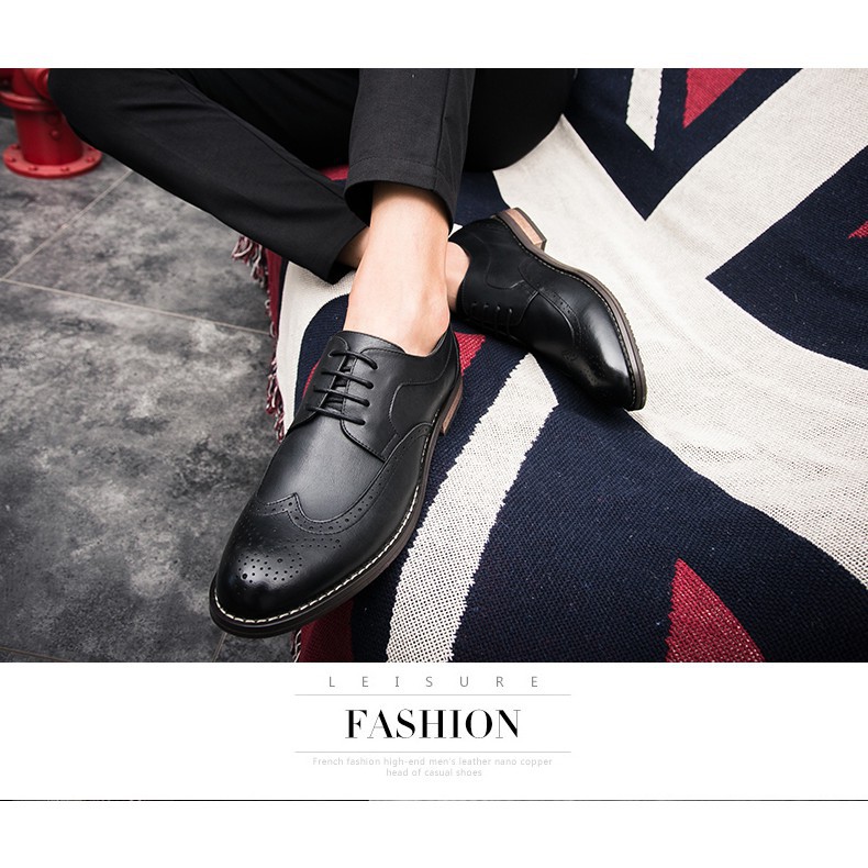 Fashionable low-lacing Oxford leather shoes for men