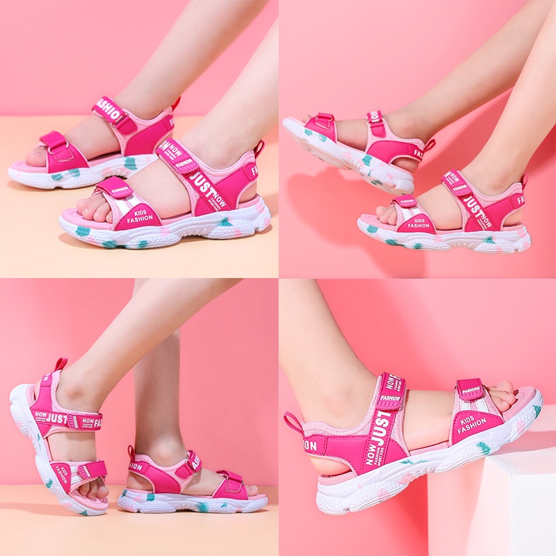2023 summer toddler girl pink sandals trẻ em thoải mái đi biển giày đi biển siêu mềm cô gái nhỏ công chúa sandal ngọt ngào