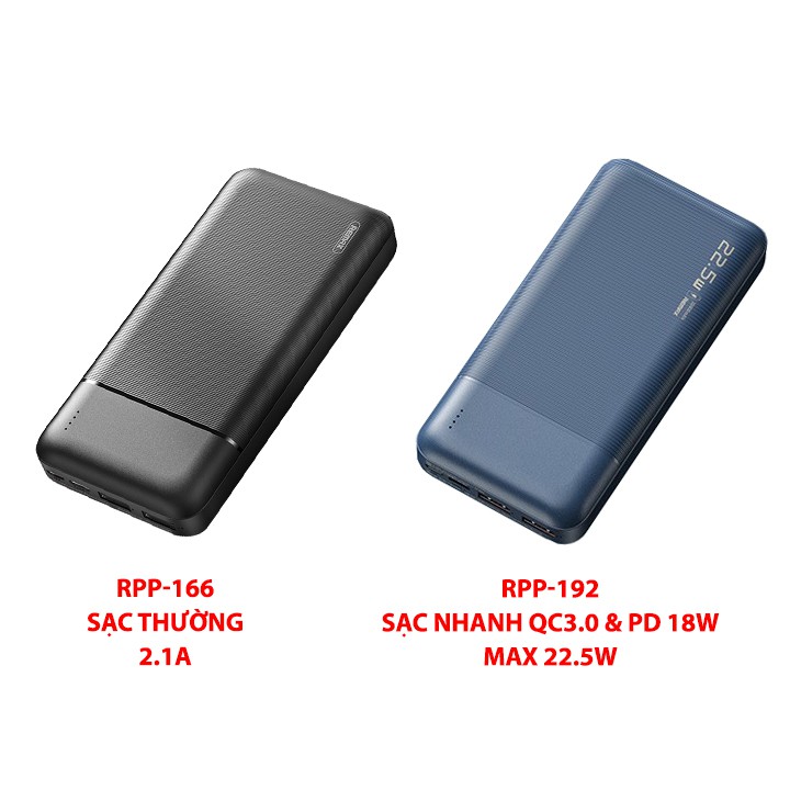 [Mã LTP50 giảm 50000 đơn 150000] Pin Dự Phòng 20000mah Remax RPP-166 Lango Series Fast Charing 2.1A tích hợp 2 cổng USB