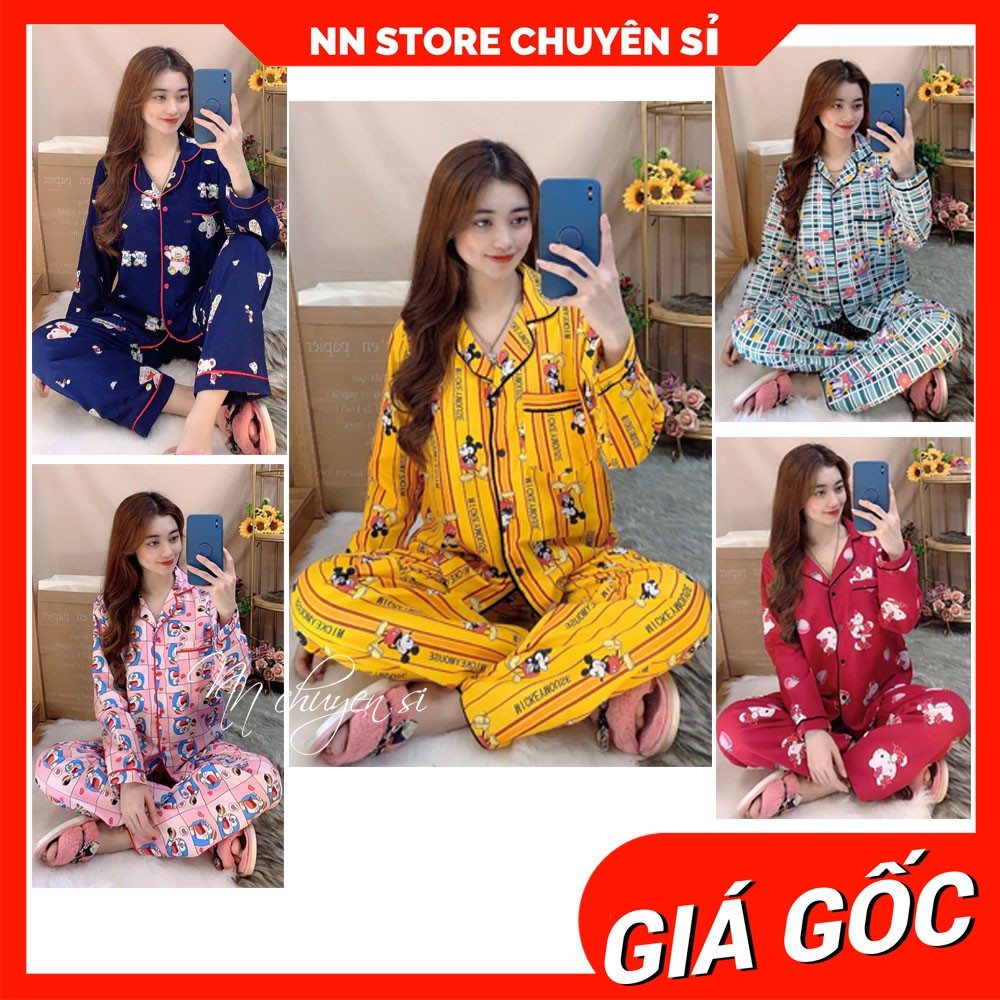 Đồ bộ nữ mặc nhà chất kate mềm mịn in hình doremon in hình hello kitty in hoạt hình dễ thương DBKTDQD