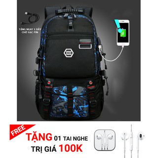 Balo canvas đi học, du lịch hq-01 tặng tai nghe 100k