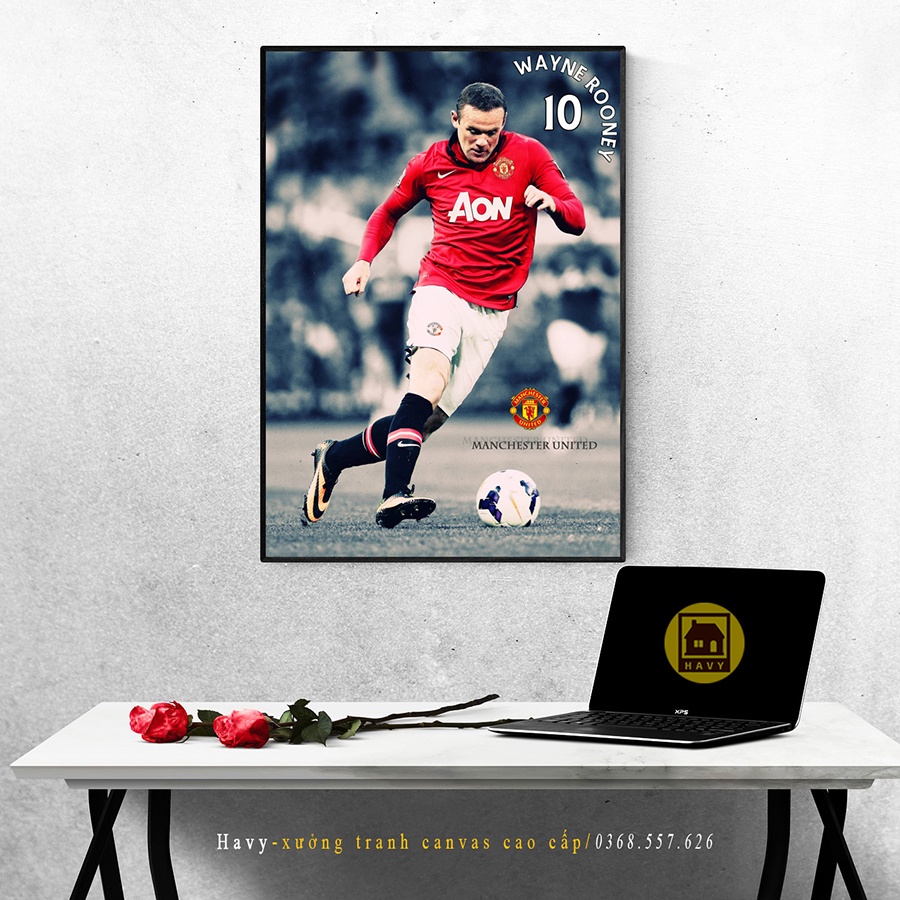 Tranh Treo Tường Tráng Gương Bóng Đá Wayne Rooney In UV 8K Cao Cấp