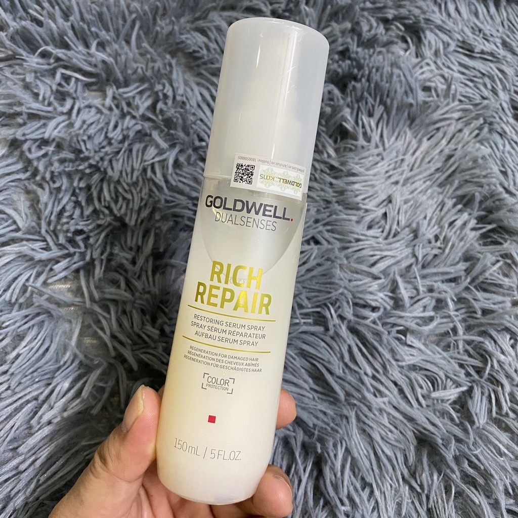 [Goldwell - Đức] Xịt xả khô siêu phục hồi bảo vệ nhiệt cho tóc Restoring Serum Spray Goldwell Rich Repair 150ml