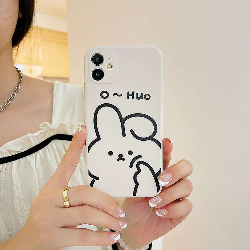 Ốp điện thoại TPU dẻo in hình gấu và thỏ đáng yêu cho iPhone 11 Pro Max X Xr Xs Max 7 8 Plus Se 2020 12 pro max 12 mini 13 pro max 13 mini
