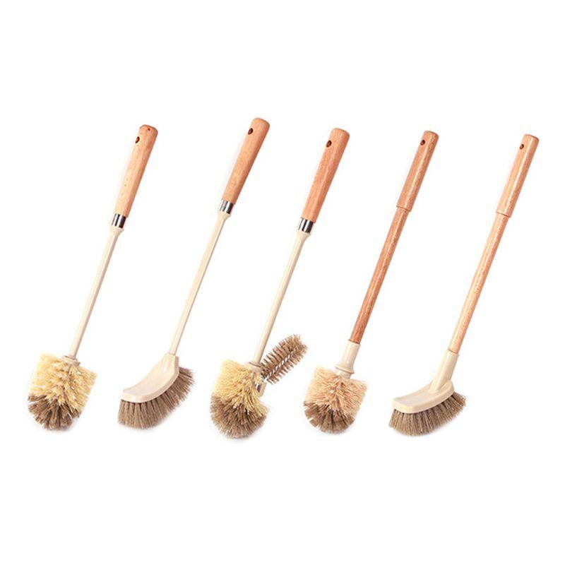 Cọ vệ sinh toilet cán dài bằng gỗ đa năng có thể tháo rời tiện dụng cho gia đình/ khách sạn