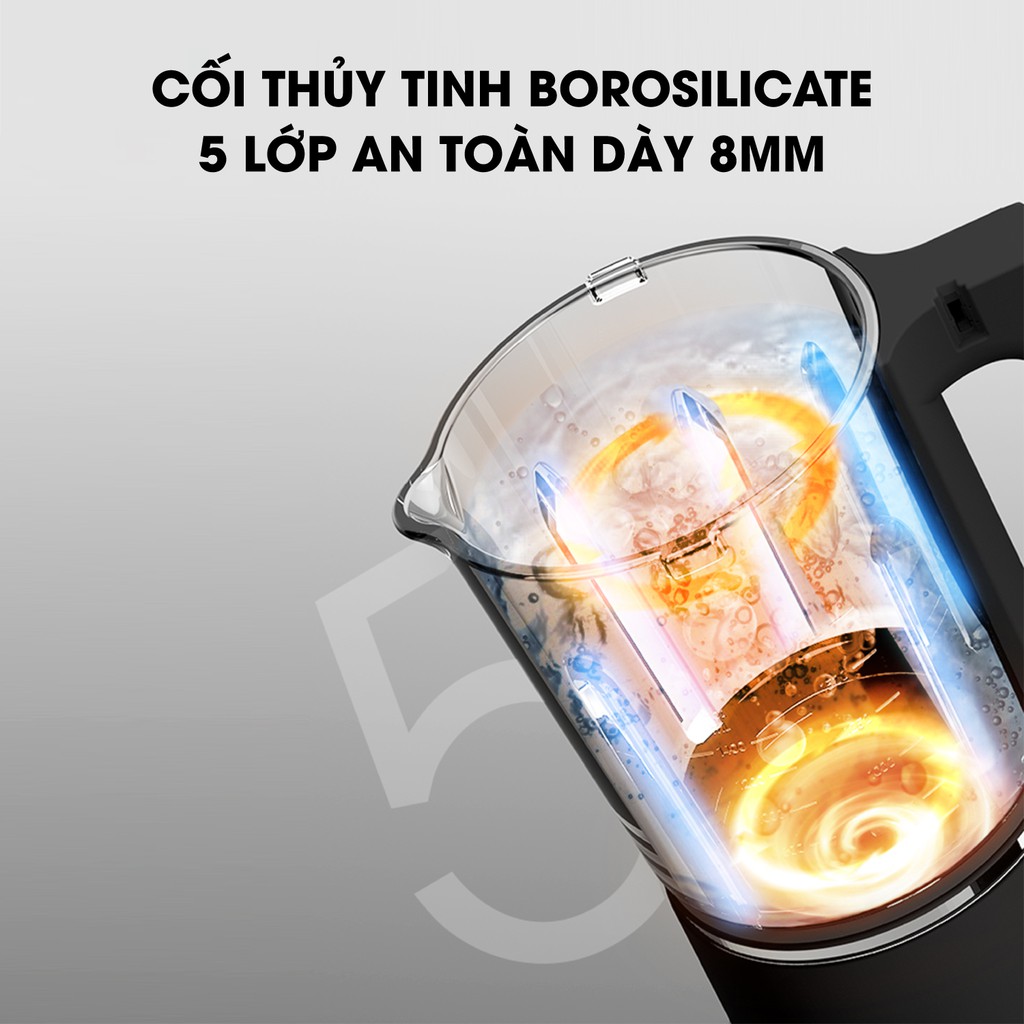 Máy làm sữa hạt đa năng Unie V6S, 1800W, dung tích 1,75 công nghệ giọng nói hoặc công nghệ chống trào