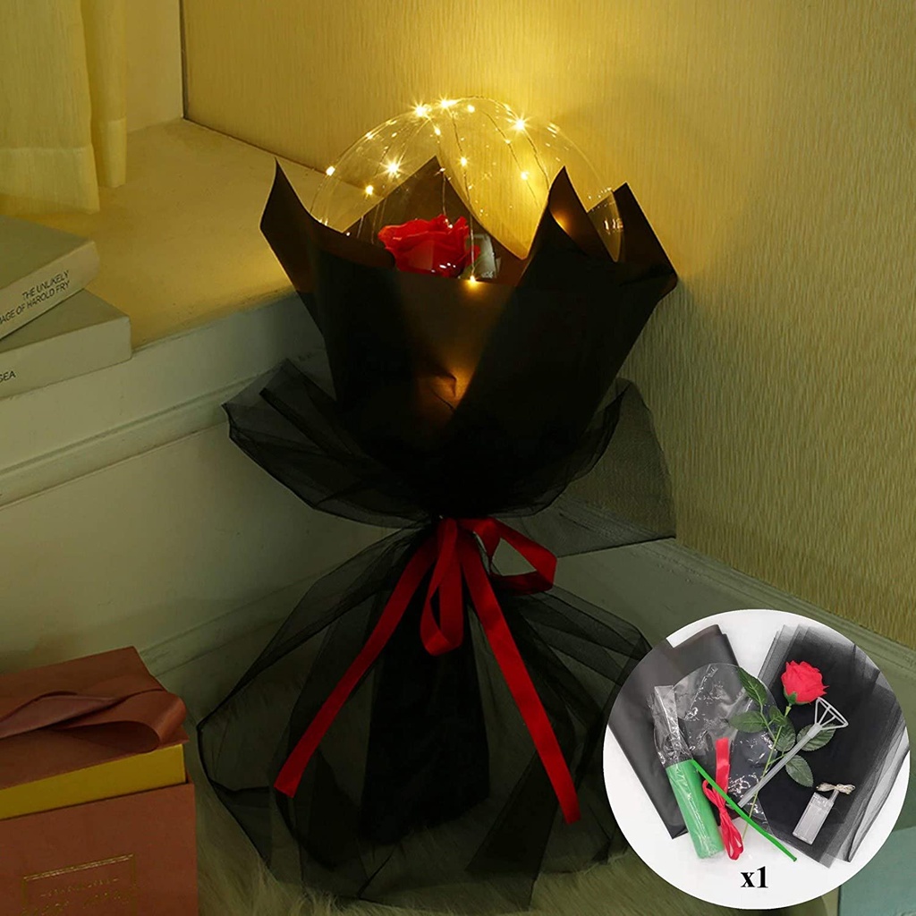 Set bong bóng hoa hồng có đèn led phát sáng trang trí tiệc cưới/ valentine/ sinh nhật/ trang trí nhà