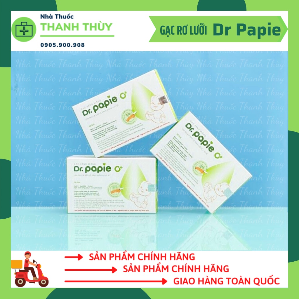 Gạc Rơ Lưỡi Dr Papie [Hộp 30 Gói] Vệ Sinh Răng Miệng, Rơ Lưỡi Cho Bé Giúp Phòng Chống Những Bệnh Về Răng Miệng