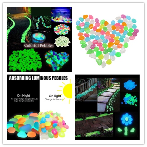Bộ 50 Viên Đá Dạ Quang Nhân Tạo Phát Sáng Trong Tối Trang Trí Đa Ứng Dụng