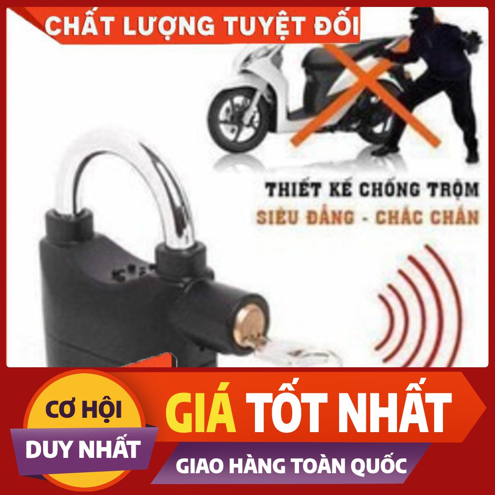 Khóa Chống Trộm Thông Minh Có Còi Báo Động, Ổ Khóa Chống Trộm Thế Hệ Mới Alarm Lock Nhỏ Gọn Tặng Kèm Pin Thay Thế