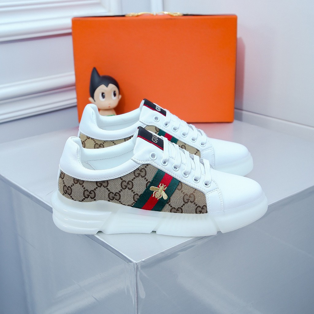 Giày sneakers nam da thật GUCCI GG GC kiểu dáng trẻ trung kết hợp với họa tiết cổ điển