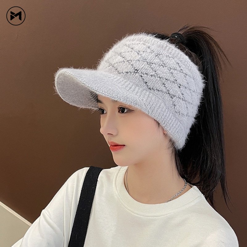 Mũ Len Trùm Tai Giữ Ấm Họa Tiết Kim Cương Thời Trang Thu Đông Mới