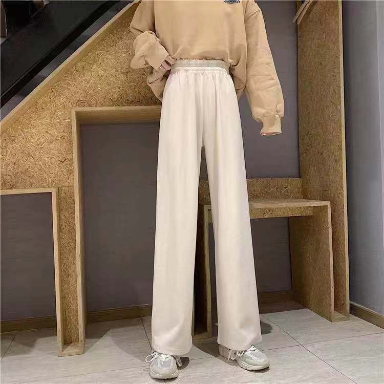 Quần dài lưng cao ống rộng phong cách retro hàng mới dành cho nữ