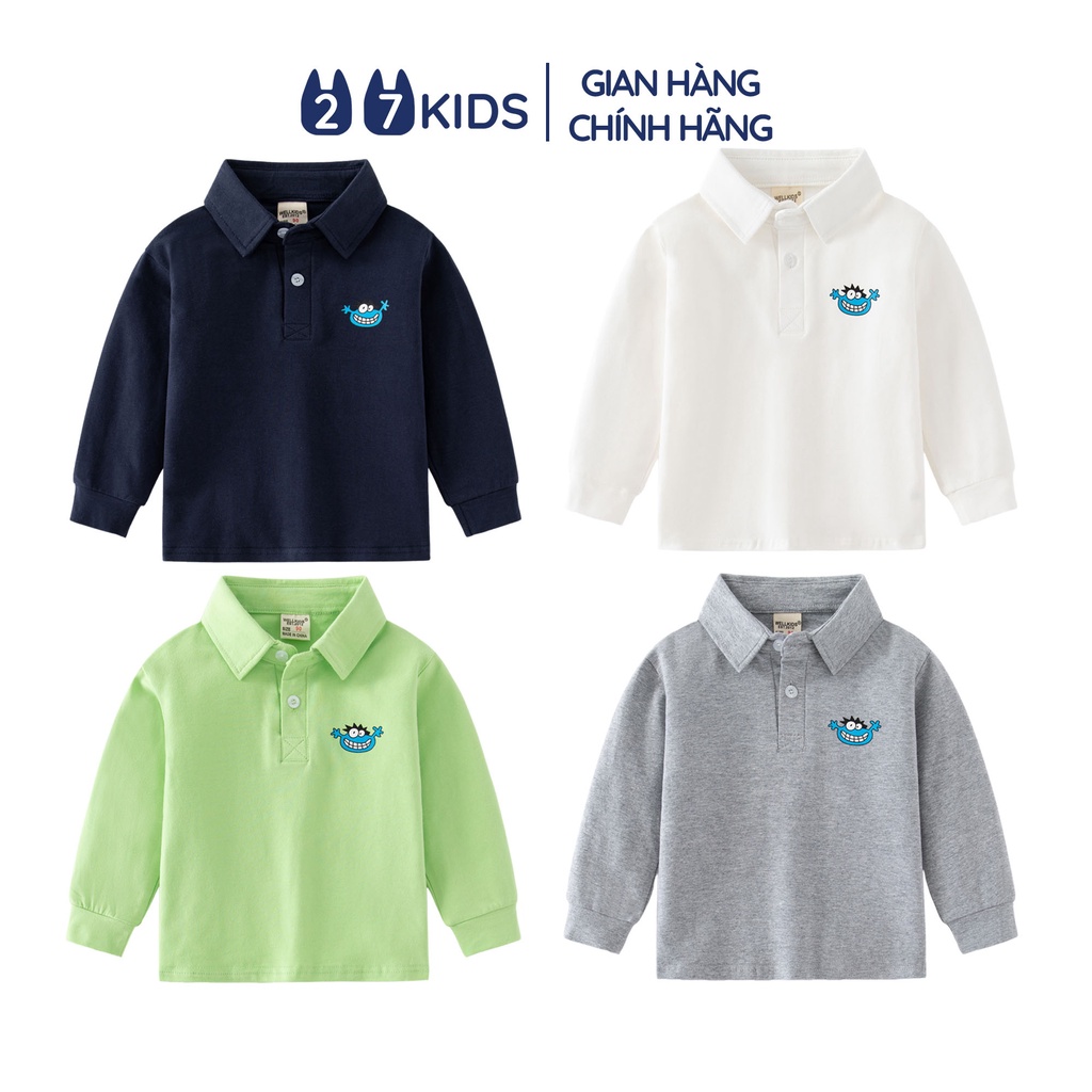 Áo Polo bé trai dài tay 27Kids WELLKIDS áo thun sơ mi nam thu đông cho trẻ từ 2-8 tuổi BLPO1