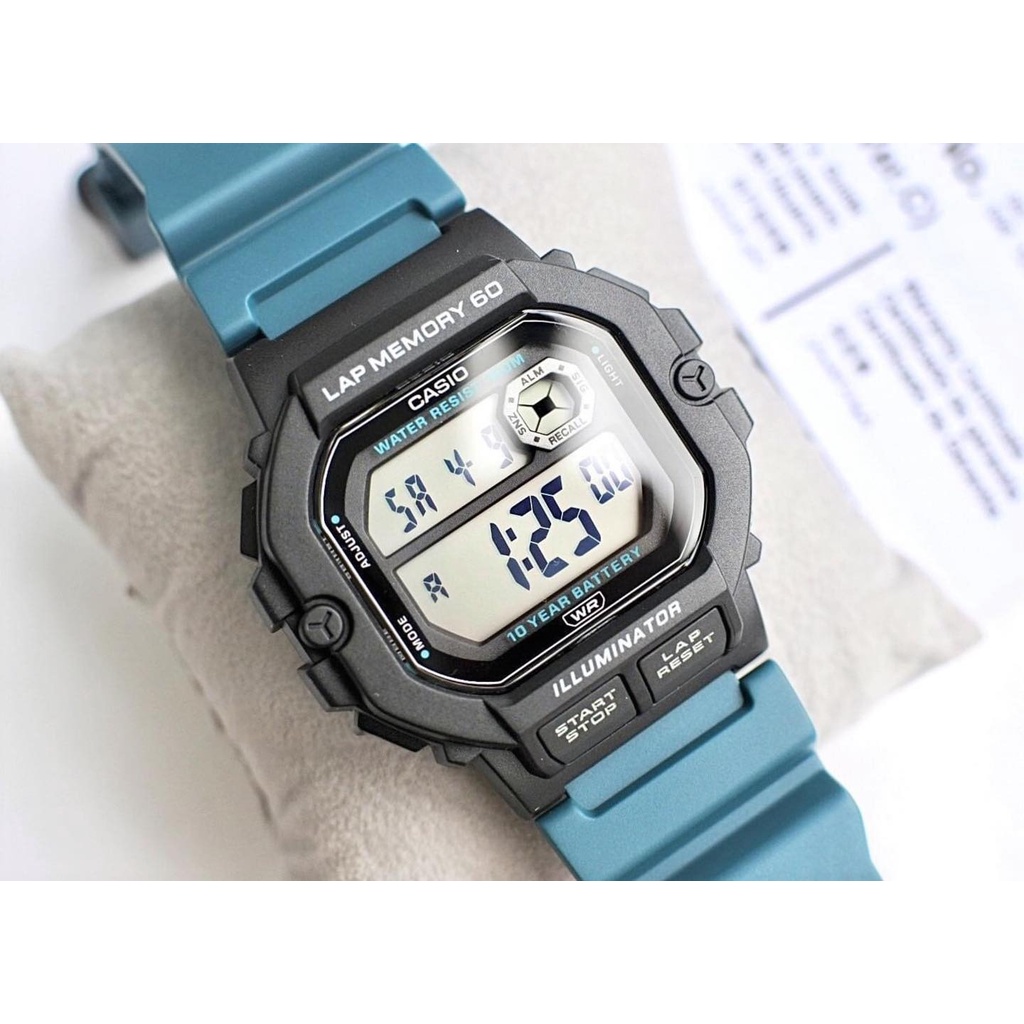 Đồng hồ Casio điện tử nam WS-1400H-3AVDF dây cao su chính hãng