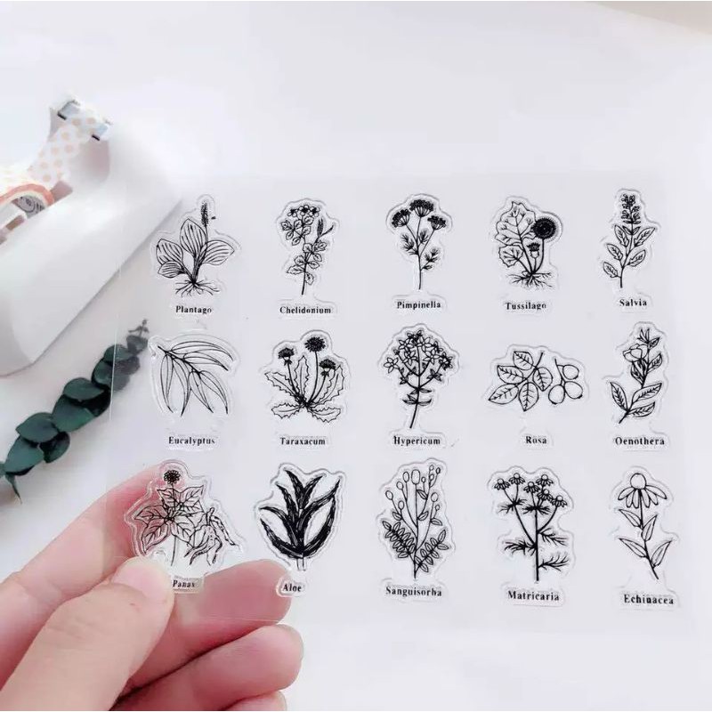 CON DẤU SILICON HỌA TIẾT HOA CỎ VINTAGE
