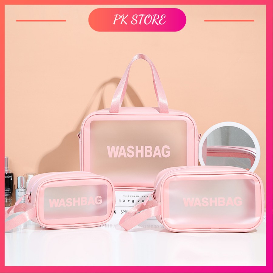 Túi đựng đồ trang điểm mỹ phẩm du lịch WASHBAG chất liệu PU TPU chống thấm
