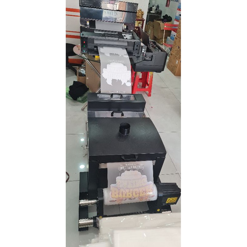 Máy sấy rắc bột tự động pet chuyển nhiệt khổ 35cm và 45cm
