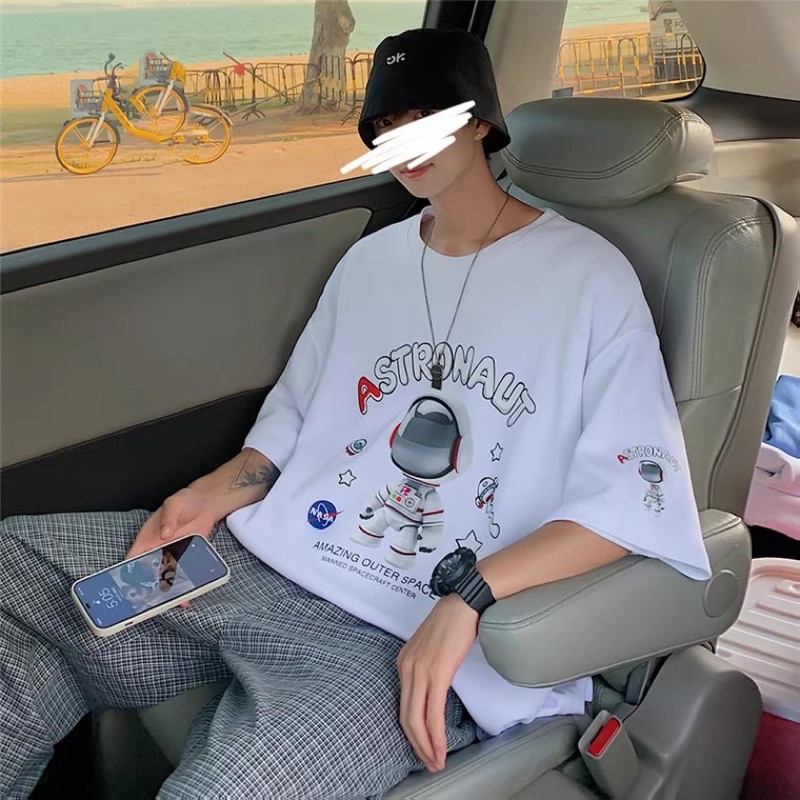 Áo thun nam nữ tay lỡ form rộng Unisex, áo phônga ASTRONAUT Free size phong cách đường phố